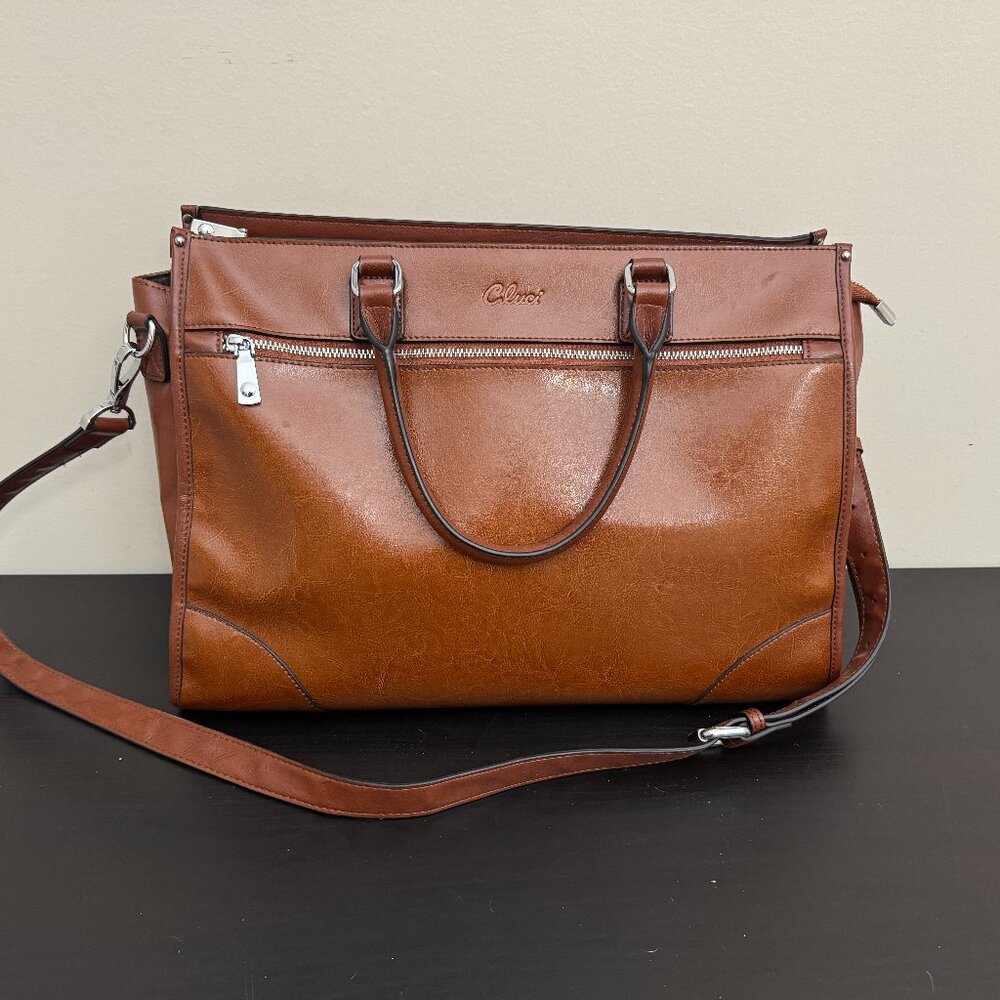 CLUCI Oil Wax Leather Laptop Briefcase 15.6" – Vintage Brown (EUC - Retired)